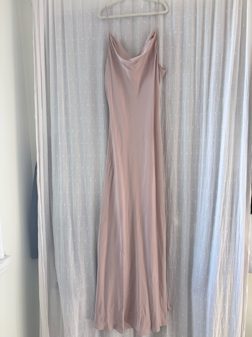 Blush 90% Satin Cowl Neck Maxi Slip Dress